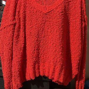 Oddi Vibrant Red V-Neck Sweater for Women